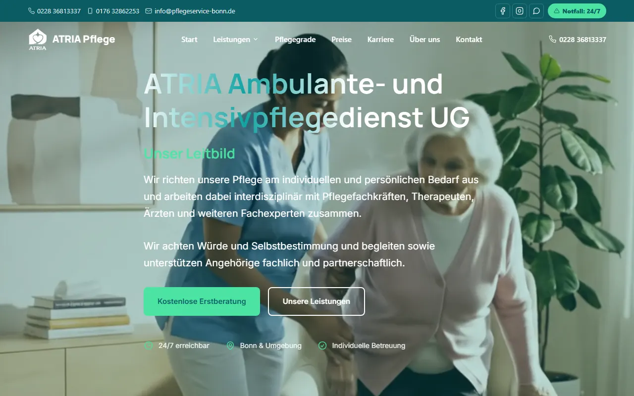 Website Pflegeservice Bonn – Pflegedienst