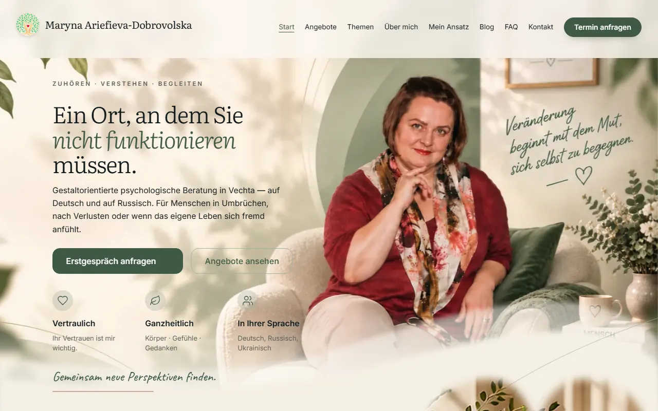 Website Psychologin Marina – Psychologische Beratung