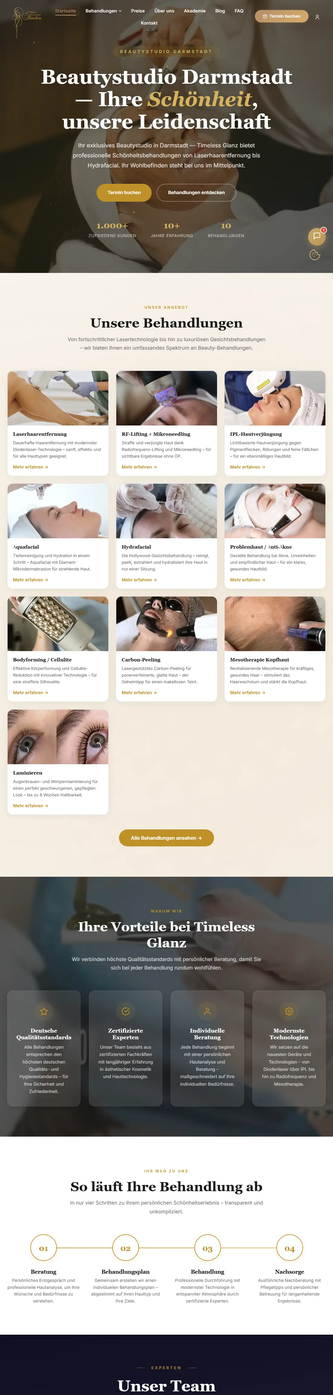 Beautystudio Darmstadt – Kosmetik · Kundenprojekt, Desktop-Ansicht