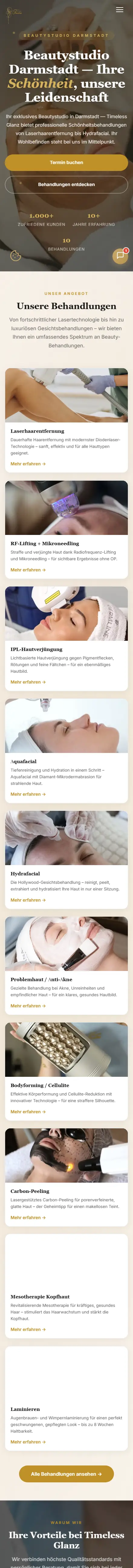 Beautystudio Darmstadt – Kosmetik · Kundenprojekt, Handy-Ansicht