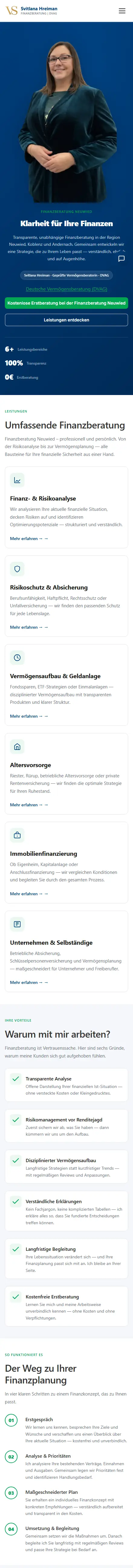 Finanzberatung Neuwied – Finanzberatung · Kundenprojekt, Handy-Ansicht