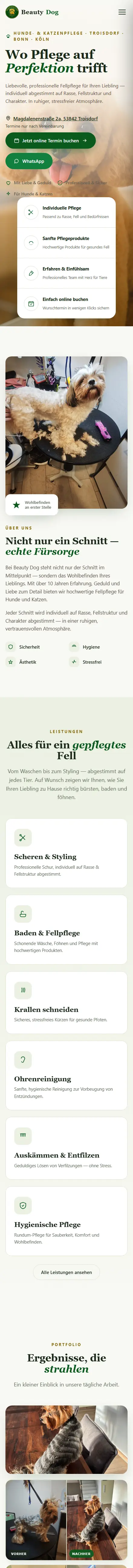 Beauty Dog – Hundesalon · Kundenprojekt, Handy-Ansicht