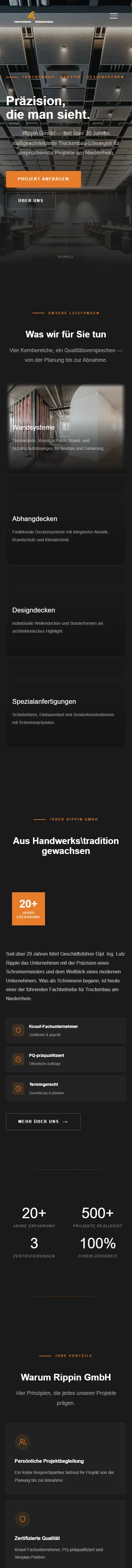 Rippin GmbH – Unternehmen · Kundenprojekt, Handy-Ansicht