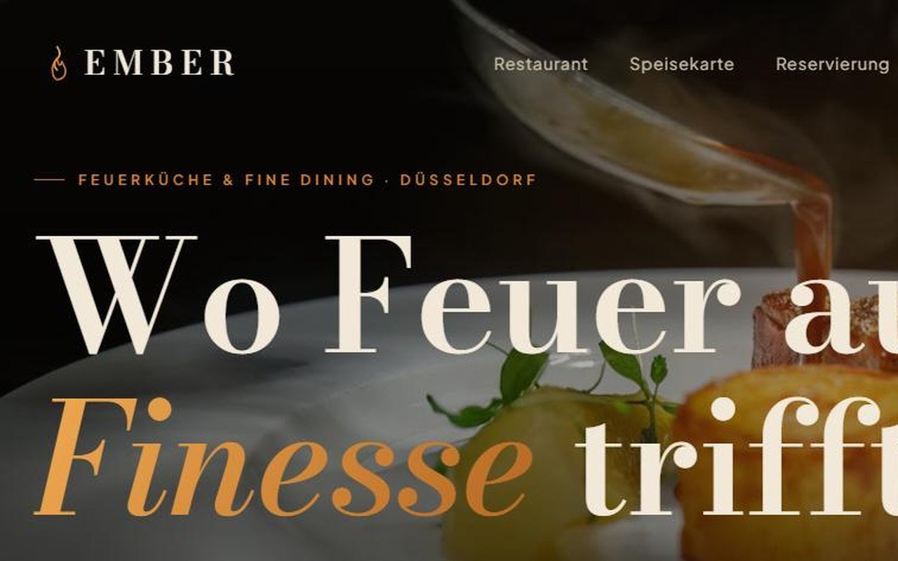 EMBER — Konzept-Webdesign für ein Fine-Dining-Restaurant