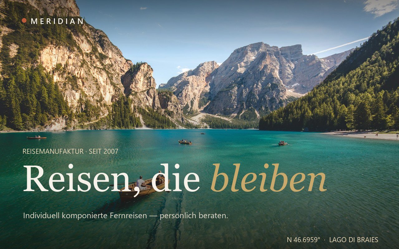 MERIDIAN — Konzept-Webdesign für eine Premium-Reisemanufaktur