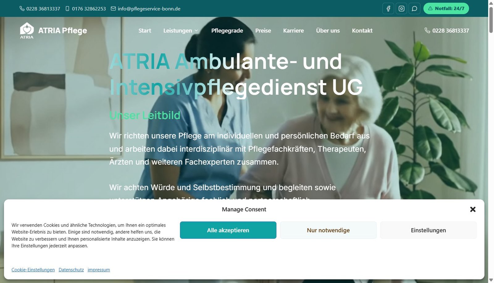 Pflegeservice Bonn — Webdesign für Pflegedienst
