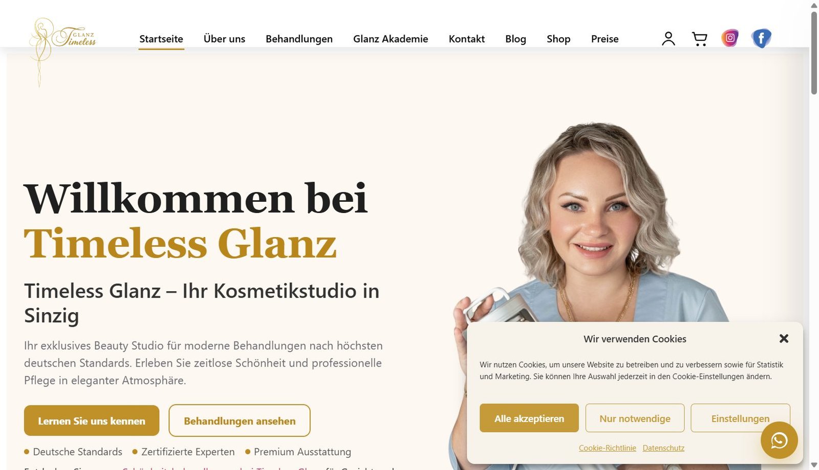 Timeless Glanz Sinzig — Webdesign für Kosmetikstudio