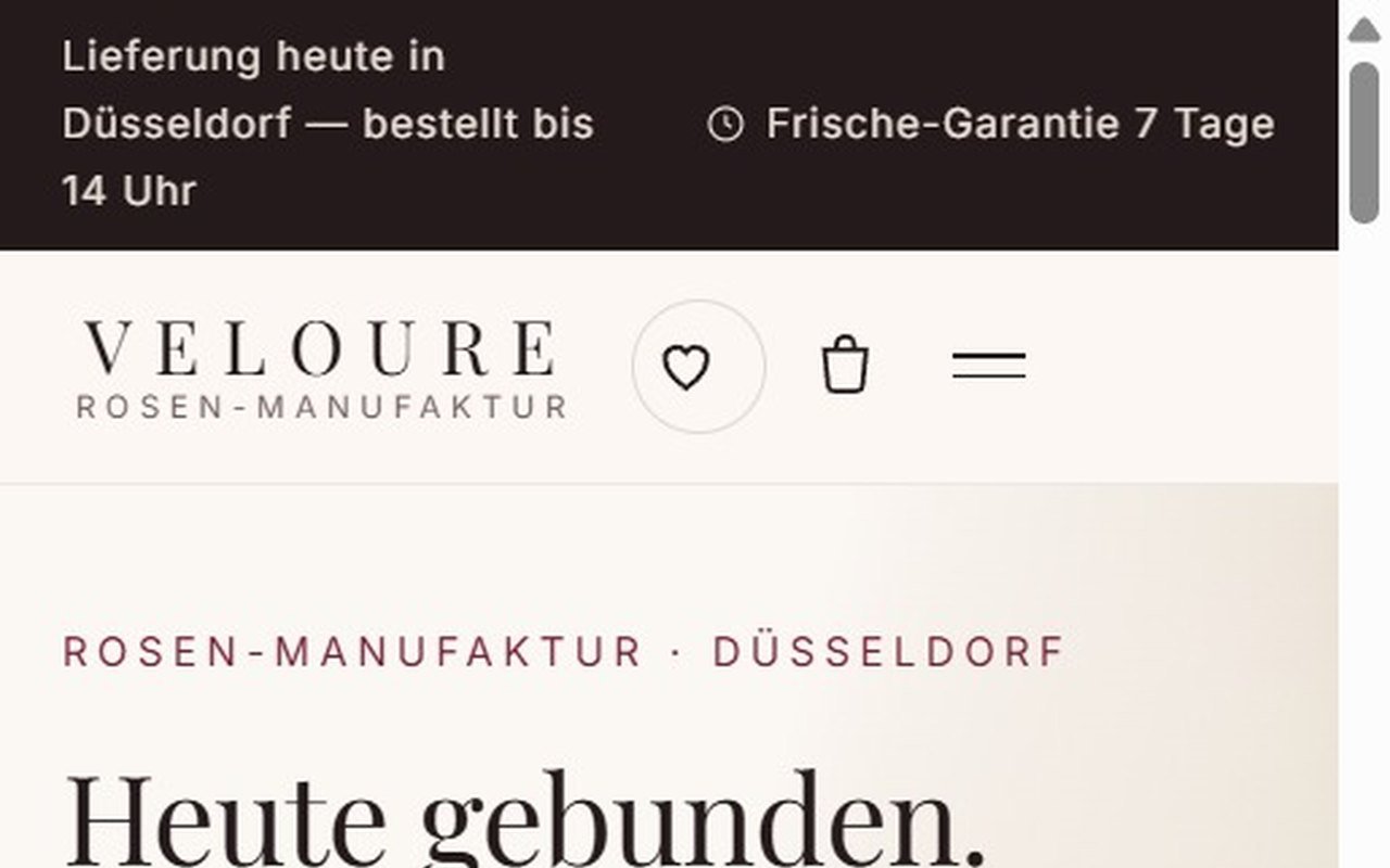 VELOURE — Konzept-Onlineshop einer Rosen-Manufaktur