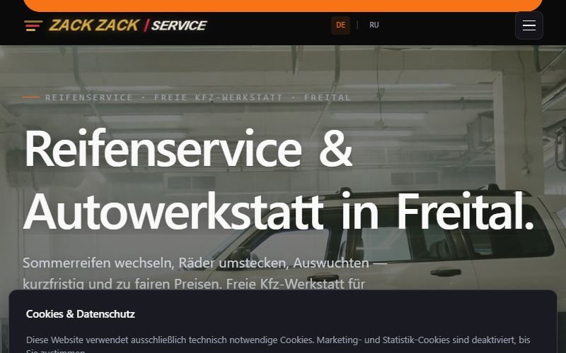 ZACK ZACK SERVICE — Webdesign für Kfz-Werkstatt in Freital