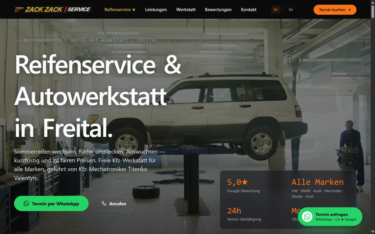 ZACK ZACK Service &ndash; Kfz-Werkstatt Freital Website