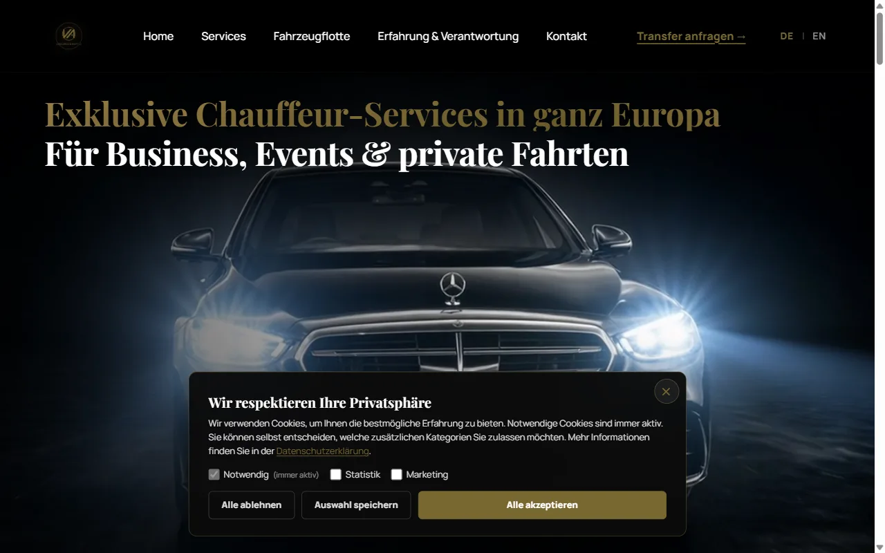 VA Limousines &ndash; Premium Chauffeur-Service Website